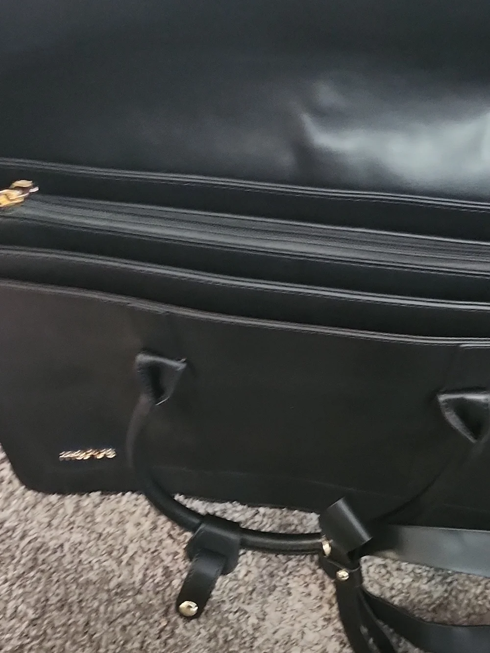Mosiso Black Leather Tote Briefcase
